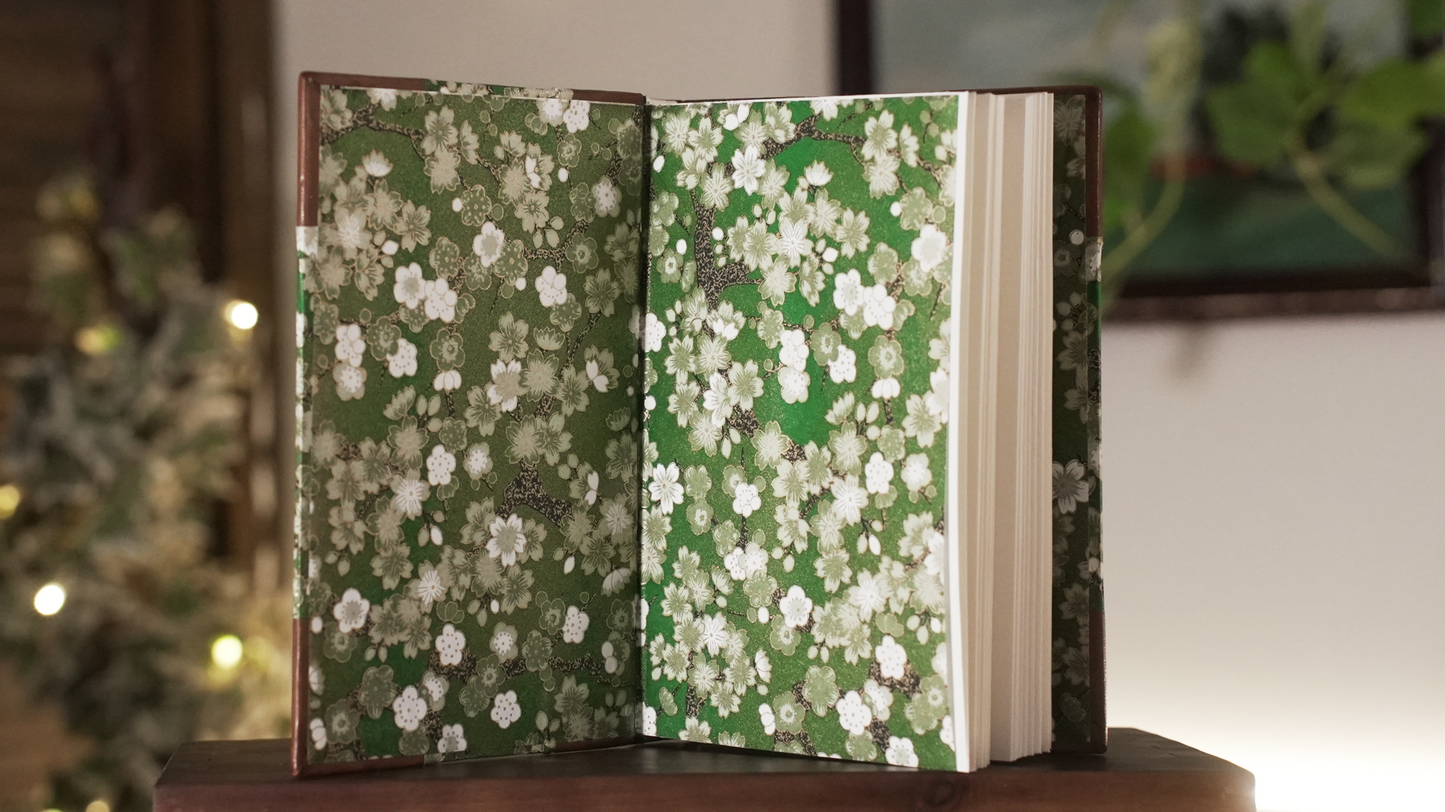 Green Blossoms Leather Journal